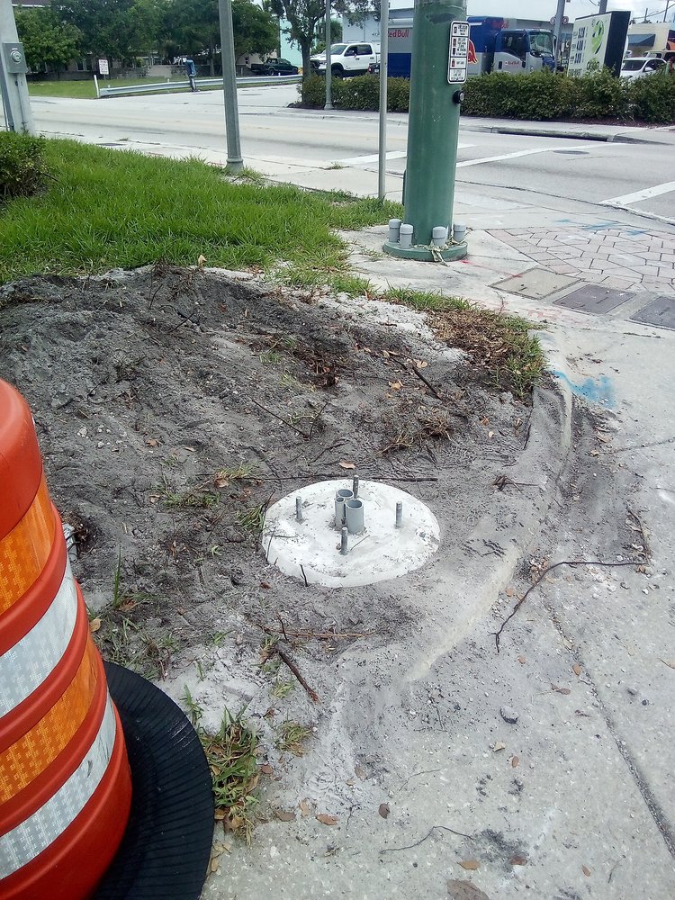 Pedestrian Pole foundation installed   August 2024