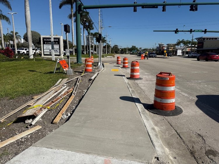 Sidewalk reconstruction at SW Tropic Boulevard and SR 5   March 2025