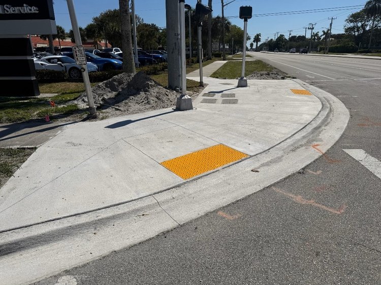 Sidewalk and pedestrian ramp reconstruction at SE Lindell Boulevard and SR 5   March 2025