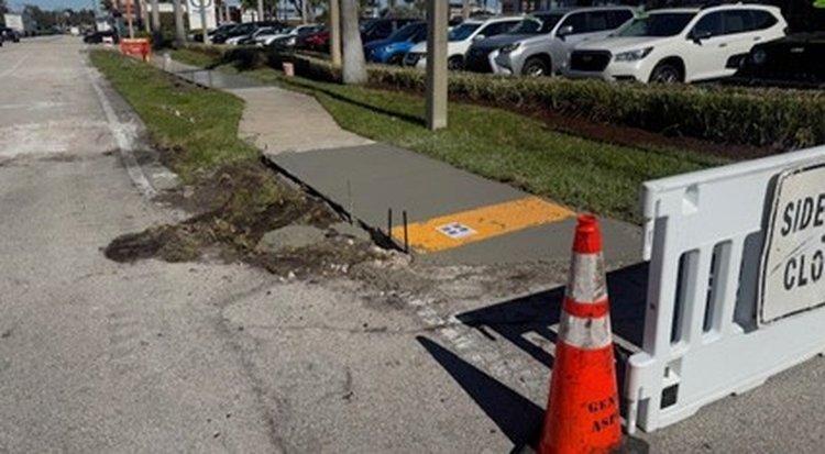 Sidewalk removal and replacement NB SR 5 just south of Tropic Blvd   January 2025
