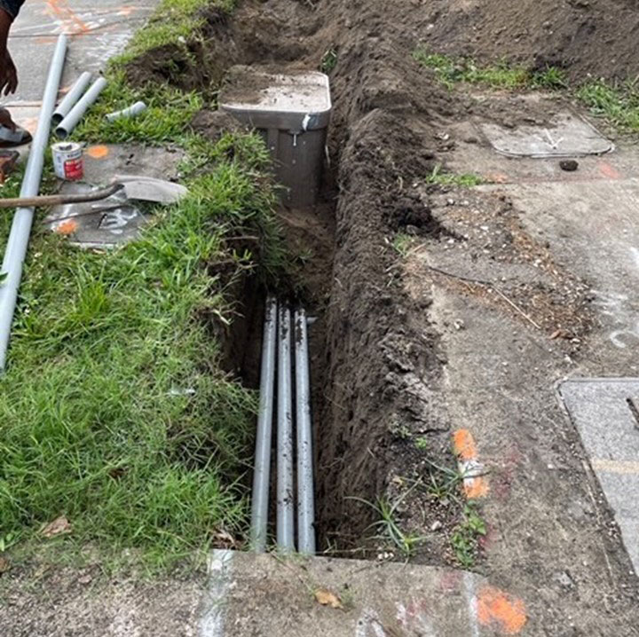 Open trench throughout project limits   March 2024