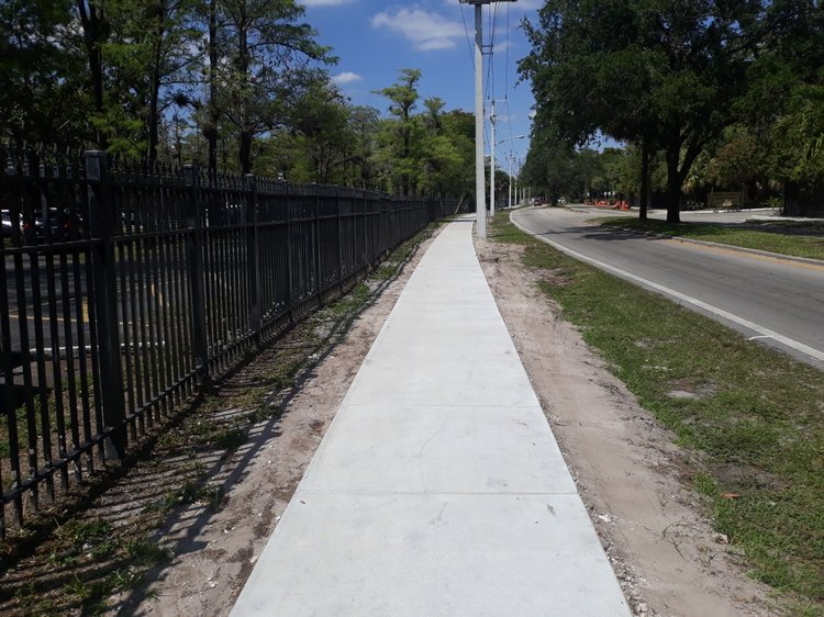 newly installed 5 ft wide sidewalk   April 2025
