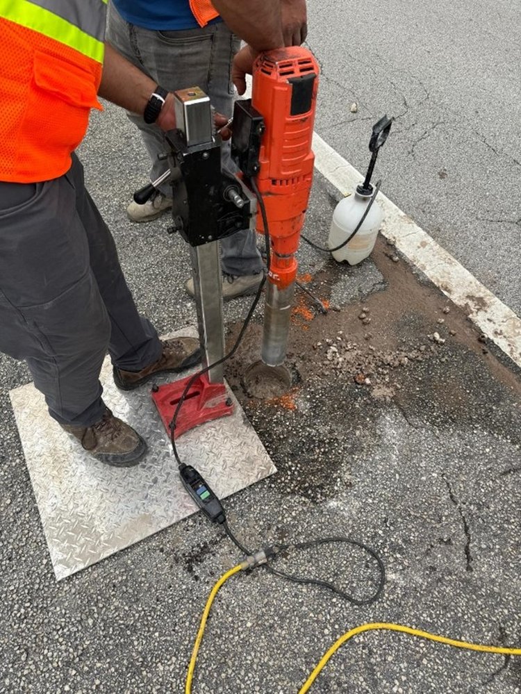 Core drilling on the turnout reconstruction driveways    June 2025