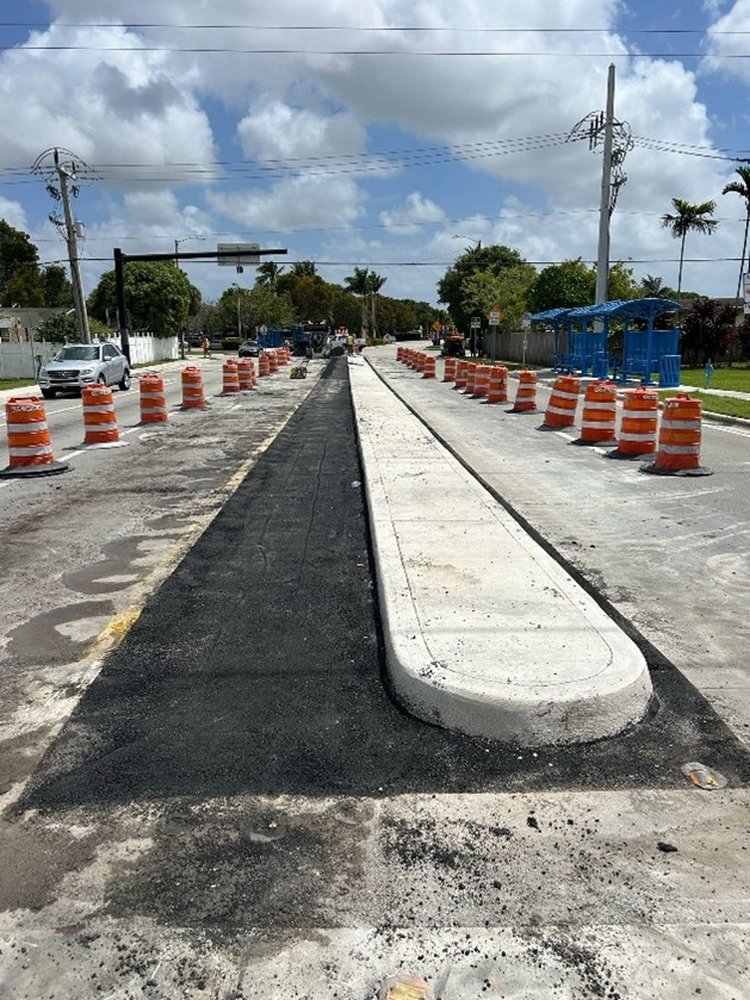 Replacement of traffic separator and pavement widening along Kimberly Blvd East of Rock Island   April 2025