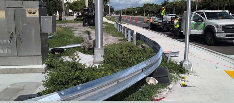 Guardrail Installation SW corner of Flamingo Road