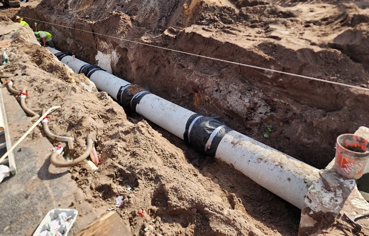 Drainage pipe installation at the NW corner   April 2024