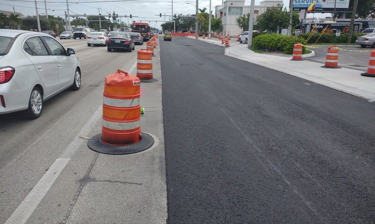 Asphalt Placement Continuing Along West Side of Military Trail North of Forest Hill Blvd   July 2024