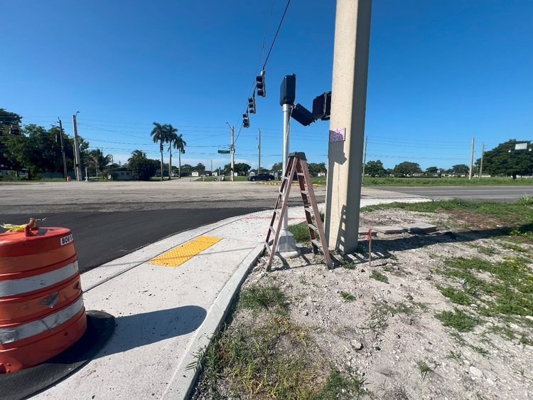 Pedestrian signalization installed at the intersectin of SR 715 and SR 80   June 2024