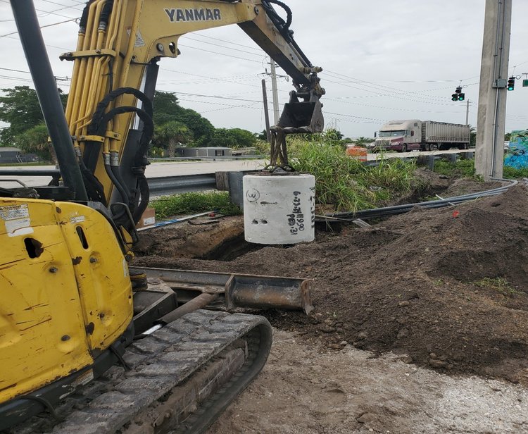 SB SR 715  at School Installation of Ped pole foundation   July 2024