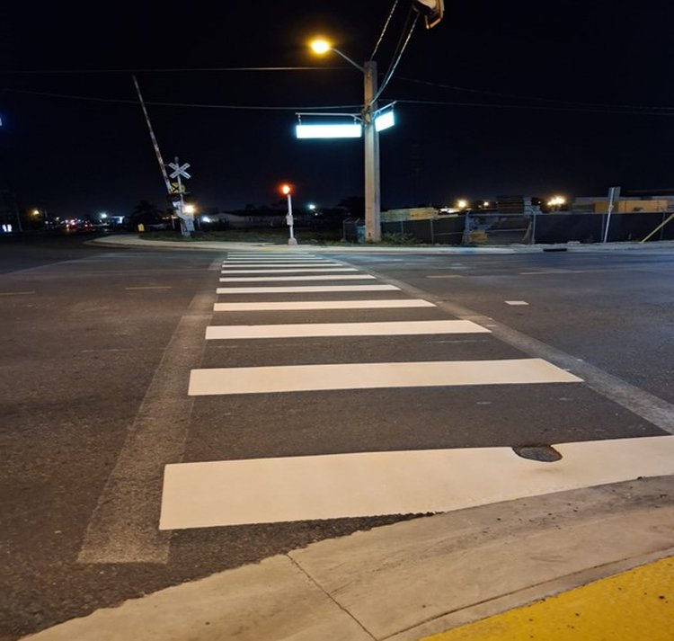 SR 715 Preform Thermo placement over Friction Asphalt  April 2025