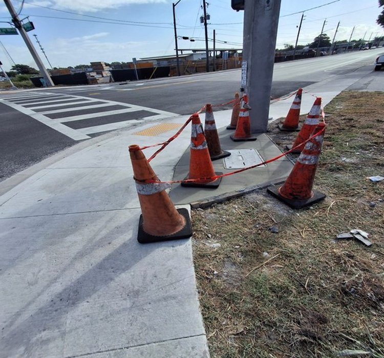 SR 715  sidewalk extension to pedestrian pole at MLK Jr   May 2025