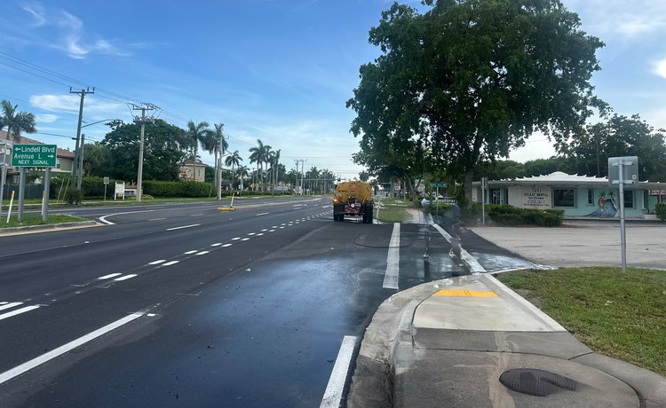 New pavement and temporary striping    July 2025
