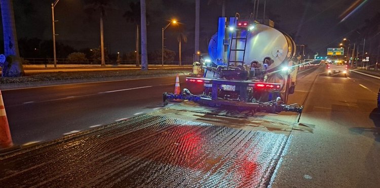 Milling and repaving along westbound Okeechobee Boulevard   October 2025