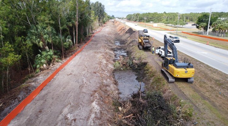 Treecycle Clearing and Grubbing operation looking west, May 2024