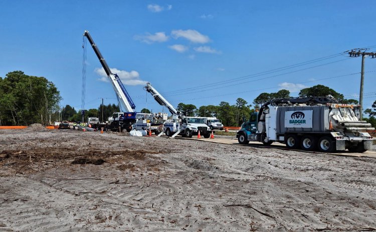 Construction Pole Line Relocation, north side looking east, May 2024