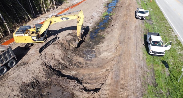 Subsoil excavation on the southside looking west, July 2024