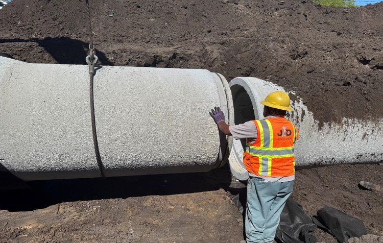 48'' pipe from S 213A oward S 212, April 2025