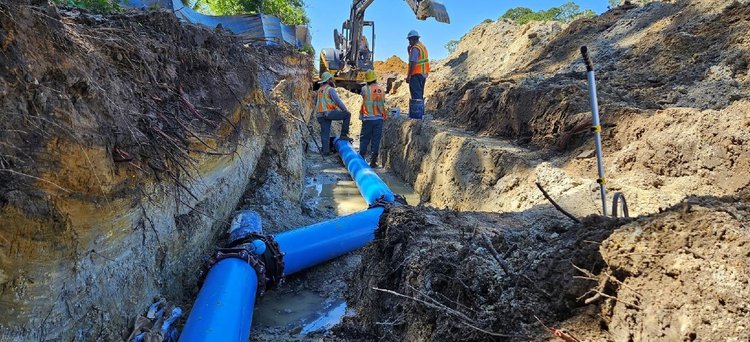 12'' water main deflection at proposed drainage structure, April 2025