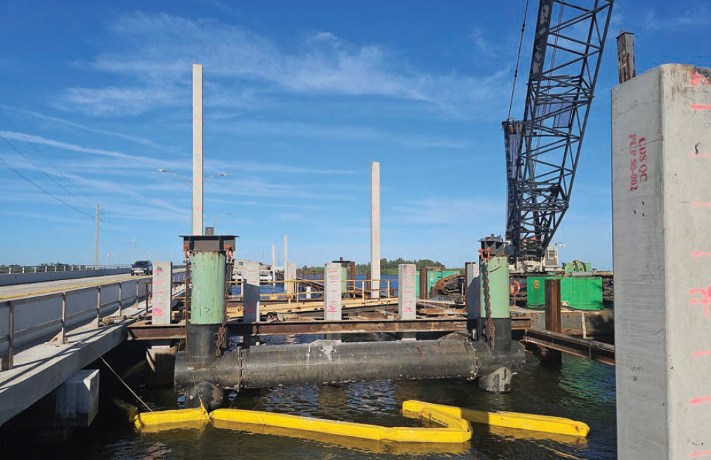 Driving of production piling completed at Bent 64, Mar. 2024