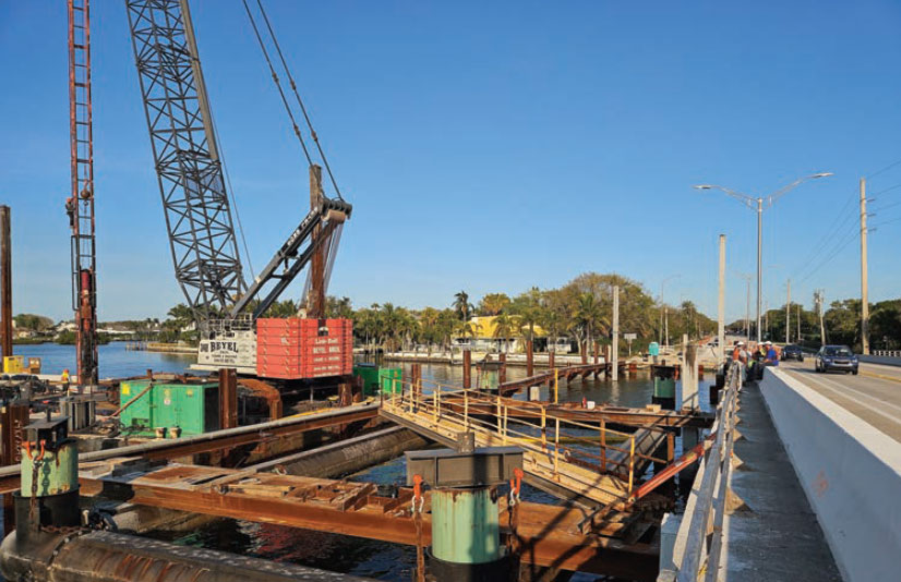 Relocation of floating pile template, Mar. 2024