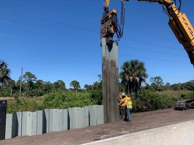 Sheet pile installation, Apr. 2024