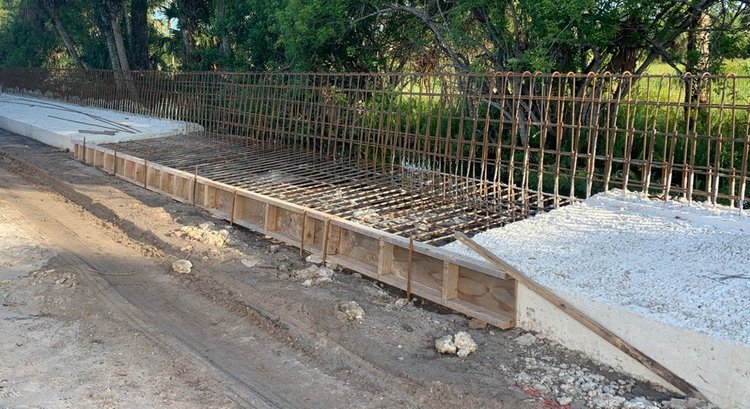 Steel tied for concrete barrier wall, September. 2024