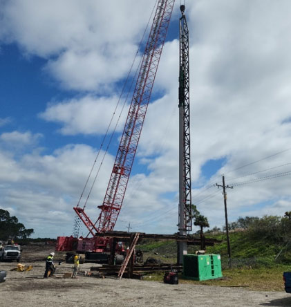 Westbound Oslo Road over I 95  end bent 3 test Pile #1, Feb. 2024