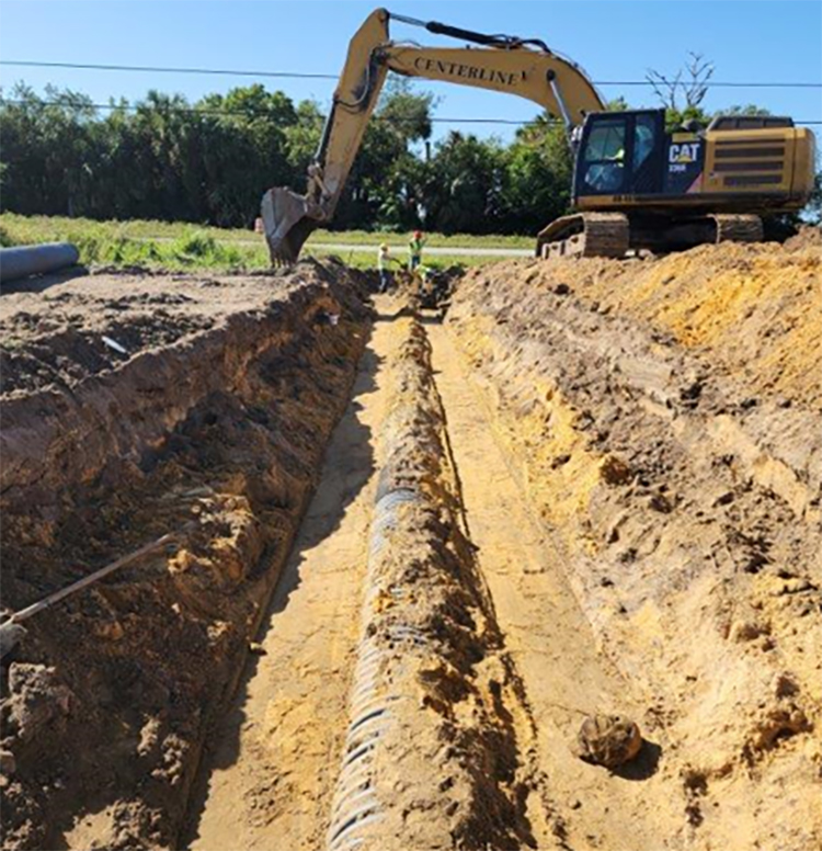 Installing PPP from S232 to S231 along Westbound Oslo Road, Mar. 2024