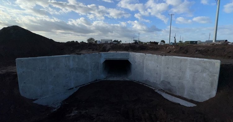 Wing wall for box culvert installed at 86th Ave., Feb. 2025