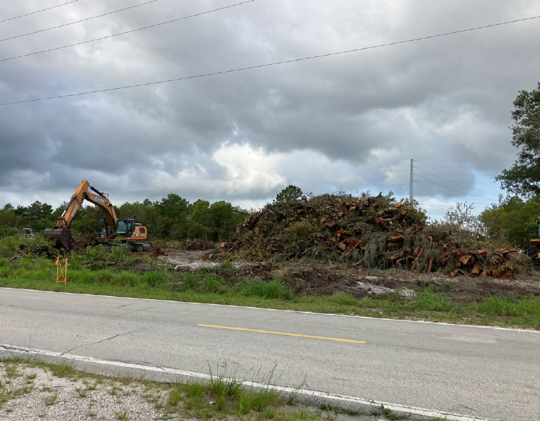 Clearing and grubbing for Pond 4, May, 2023