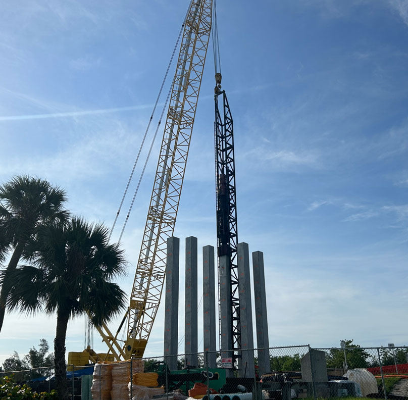 Foundation installation for Pier 22, Pile Driving, July, 2023